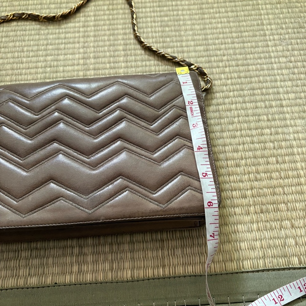 Jay Herbert Brown Chevron Pattern Shoulder Bag - image 4